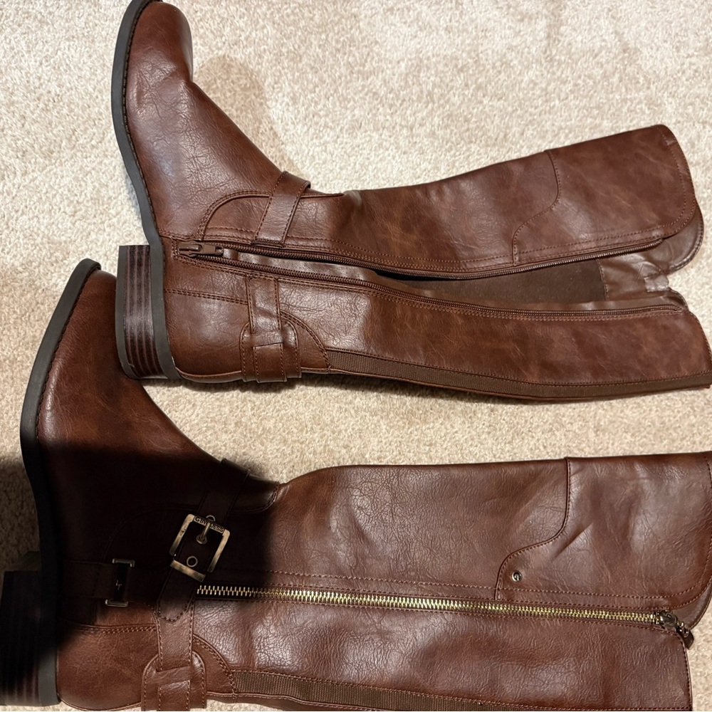 Brown Leather Knee-High Boots